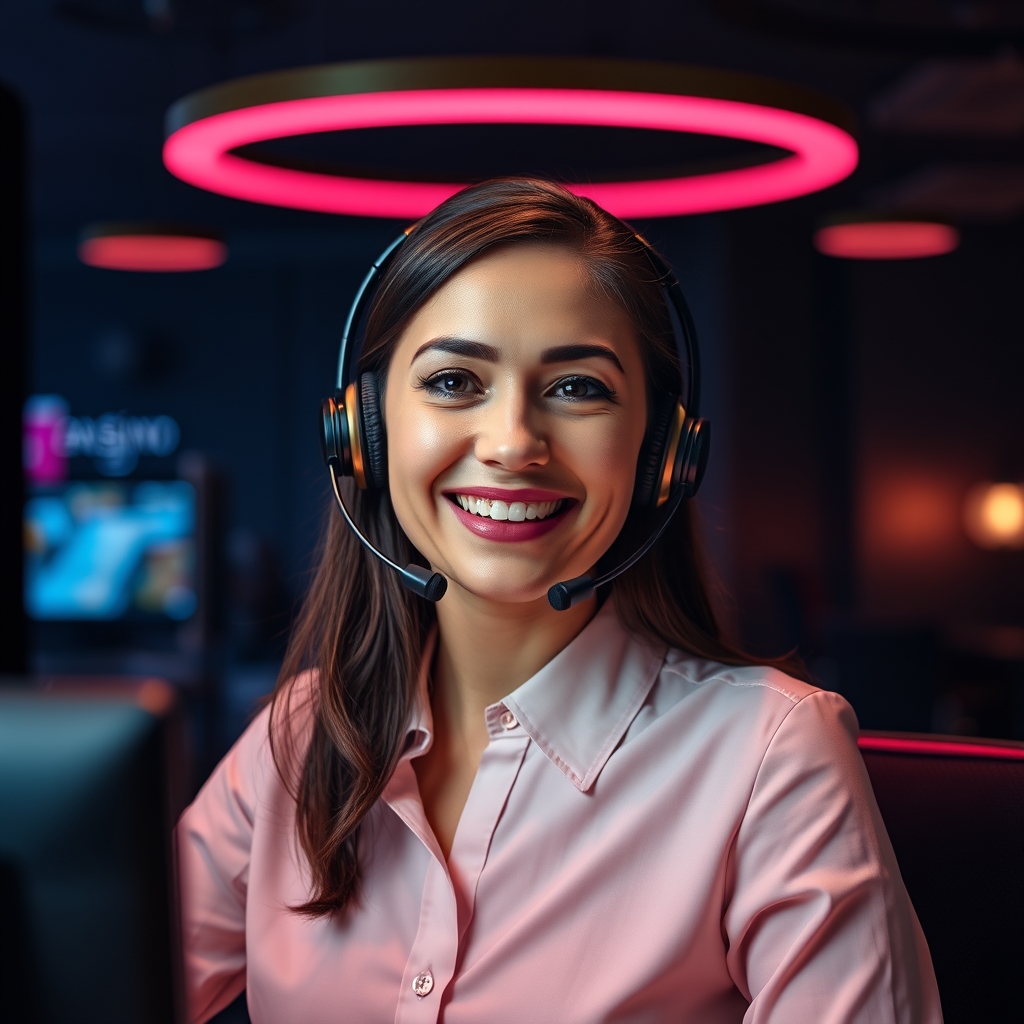 Diwa Top casino customer support agent with headset